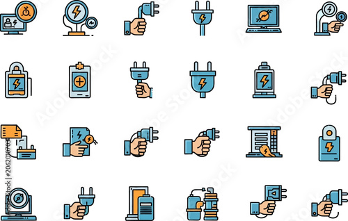 Electric Plug and Hand Icons.