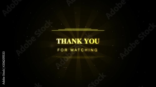 Golden Thank You For Watching Text Animation On Dark Background With Floating Glowing Particles