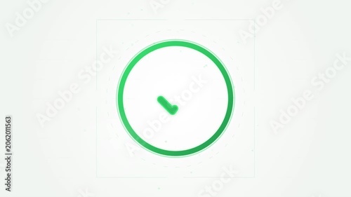 Green Digital Checkmark Icon Animation Within A Square Targeting Frame On A Bright White Background