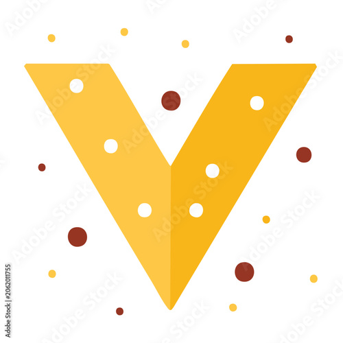 Flat design letter V icon with dots