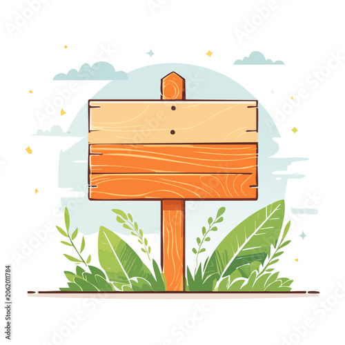 Flat Design Wooden Signpost with Nature Background