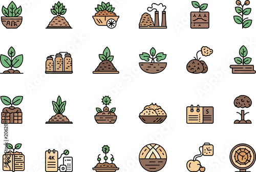 Flat design farm icons with plants.