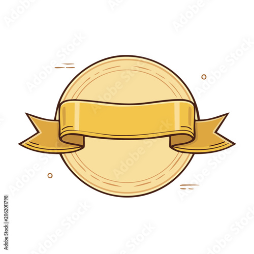 Gold Seal Badge with Ribbon Illustration