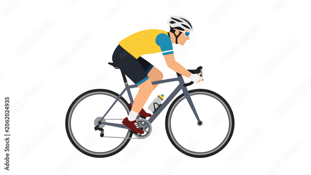 Fototapeta premium Male Cyclist Riding Road Bicycle Wearing Helmet.