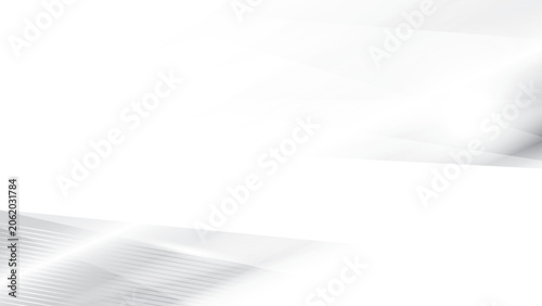 Abstract white and gray color, modern design stripes background with geometric triangle shape, straight lines and glowing light. Vector illustration.