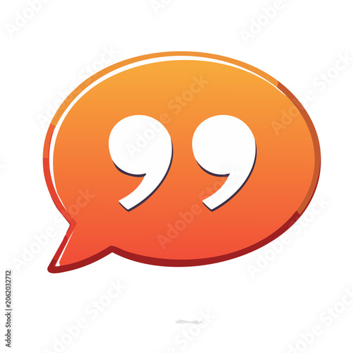 Orange speech bubble with quotation marks icon