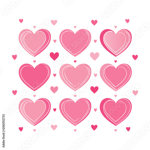 Pink Hearts Repeating Pattern Illustration