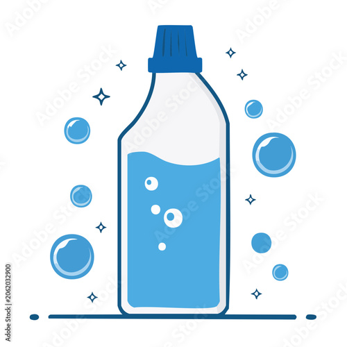 Blue water bottle with splash design vector