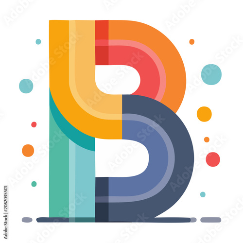 Colorful flat design letter B illustration