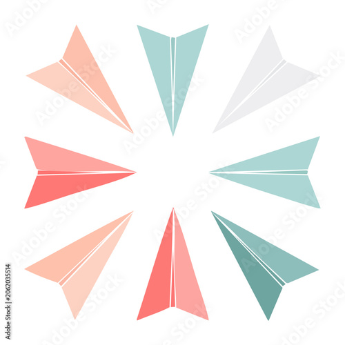 Colorful Paper Airplanes in Radial Arrangement