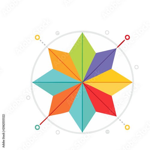 Colorful radial chart with star shape and circular frame