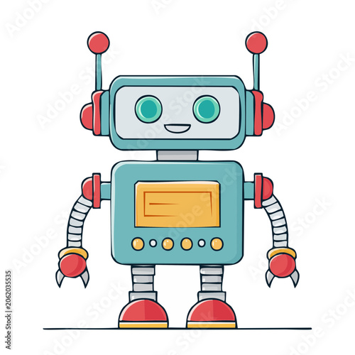 Cute cartoon robot with friendly expression