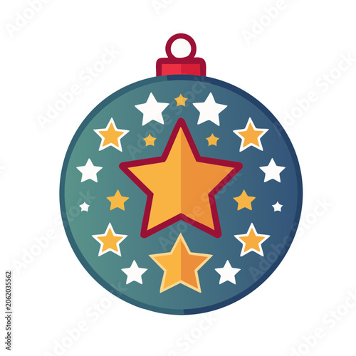 Flat Design Christmas Ornament with Stars