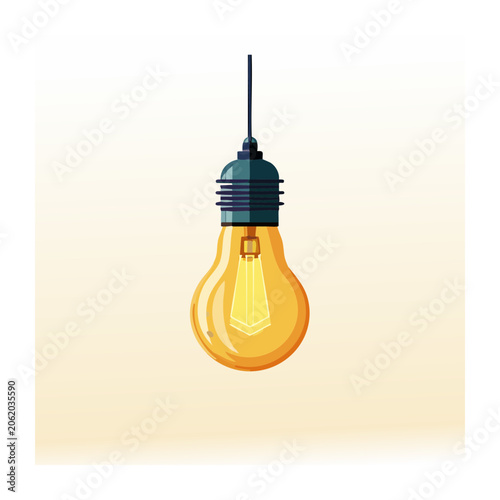 Flat design illustration of a hanging light bulb