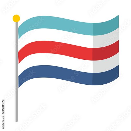 Waving flag on pole in flat design style