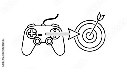 Video Game Controller Aiming at Target Icon.