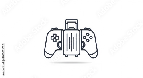 Video Game Controller and Luggage Icon Combination.