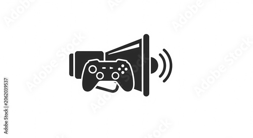 Video Game Controller Megaphone Icon Symbolizing Gaming Announcement.