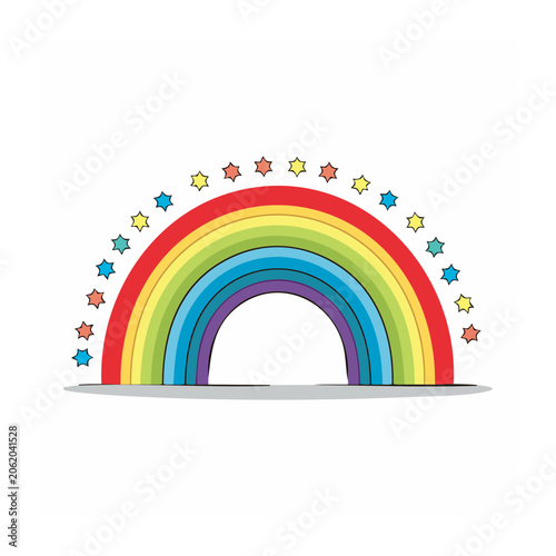 Rainbow arch with stars vector illustration