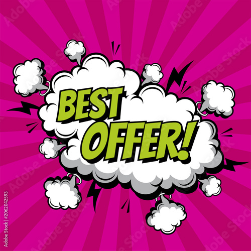 Sale best offer Promotion Banner with Comic Explosion Effect