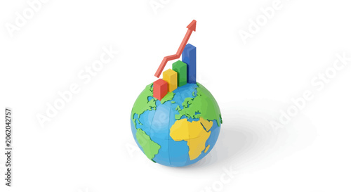 Schilderij op canvas 3D illustration of a bomb on globe.