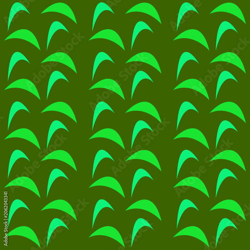 Seamless abstract leaf pattern with organic green curved shapes