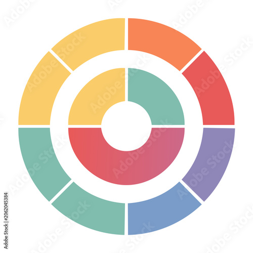 Flat design color wheel icon with transparent background