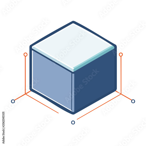 Isometric 3D Cube with Blue Gradient