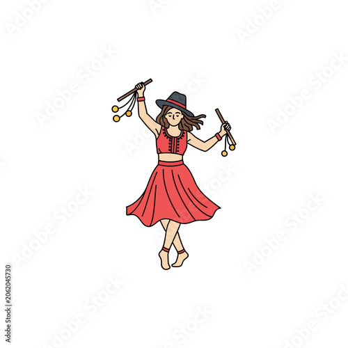 Tableau sur toile Woman dancing with castanets
