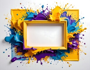 A vibrant abstract frame design with colorful splatters
