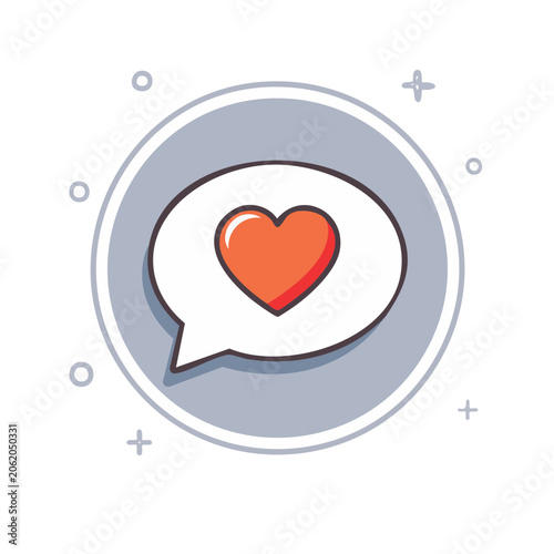 Flat design speech bubble with heart icon