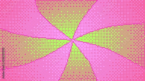 Cartoon pixel art yellow green pink ray beams. Manga Energy Time Speed Rays Vortex Animation. Moving speed of stripes in pixelated style. Retro arcade games and 8-bit aesthetics, playful background