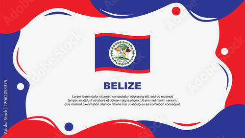 Belize Flag Abstract Background Flat Design Template. Belize Independence Day Banner Wallpaper Vector Illustration. Belize Background