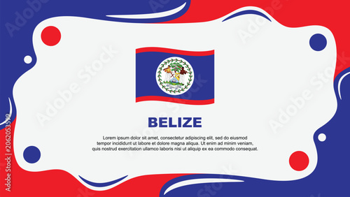 Belize Flag Abstract Background Flat Design Template. Belize Independence Day Banner Wallpaper Vector Illustration. Belize Cartoon