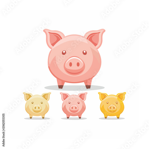 Cartoon pig cow and sheep vector illustration