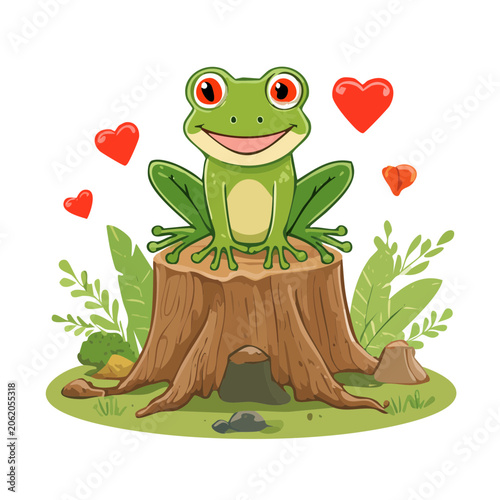 Cartoon garden gnome with pot and heart
