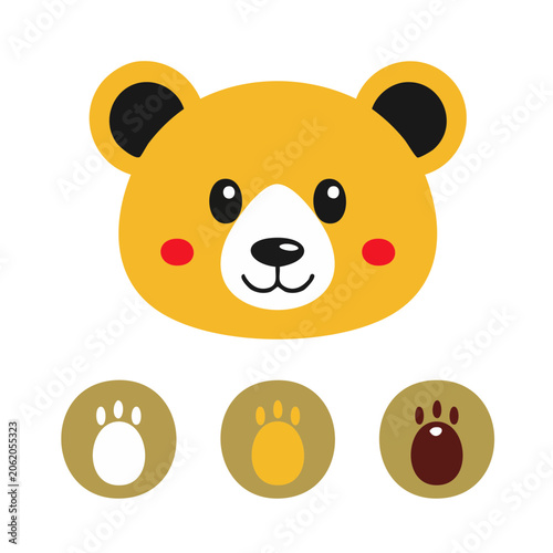 Cartoon smiling yellow pig face icon