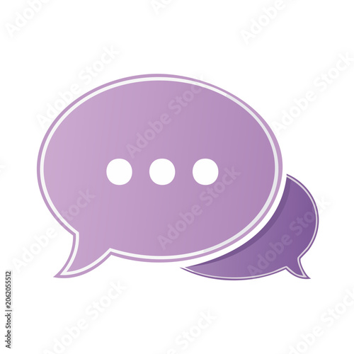 Flat design purple speech bubble with dots