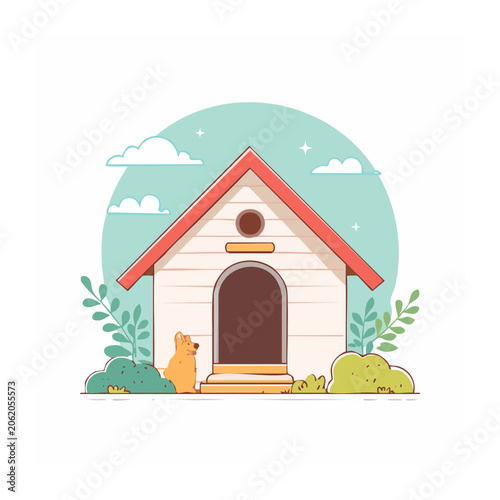 Flat design winter house illustration