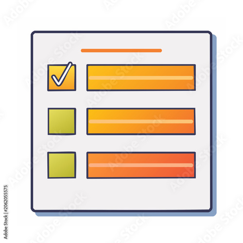 Flat vector checklist with progress bars
