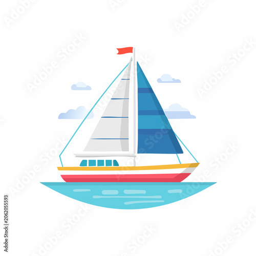 Minimalist 3D sailboat on ocean