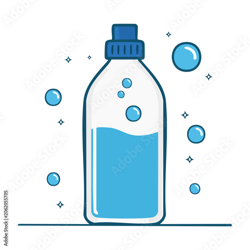 Blue water bottle with splash vector illustration