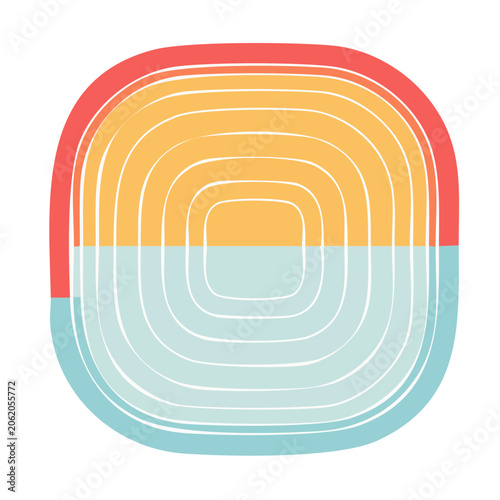 Flat design concentric rings in red orange yellow and blue