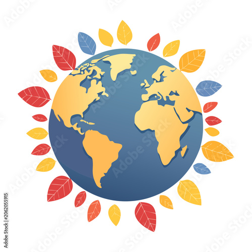 Flat design world map with continents