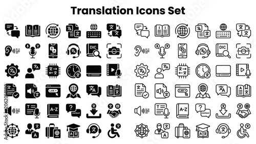 Foto Various Translation Icons Set for Global Communication Needs