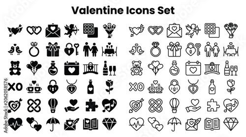 Konstfotografi Valentine icons set for love themed graphics and illustrations