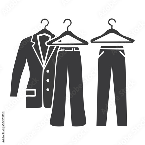 Flat icon of clothes on hangers