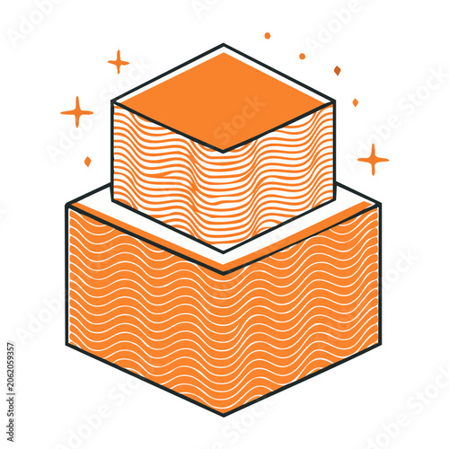 Isometric stacked orange boxes illustration
