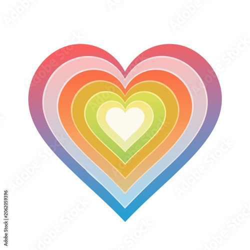 Rainbow nested hearts illustration