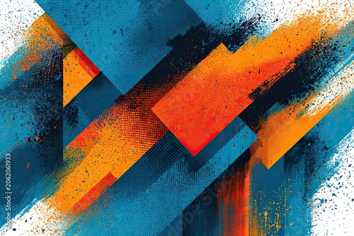 A dynamic abstract background with blue and orange textures, conveying a sense of sporty style and theme.